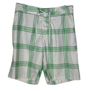 Old Navy men’s swim trunks size m green plaid summer vacation spring break beach